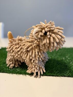 Plush Beige Chenille Puppy Dog microfiber hand towel/duster